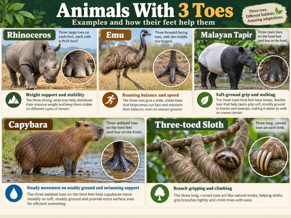 Animals With 3 Toes 15 Species