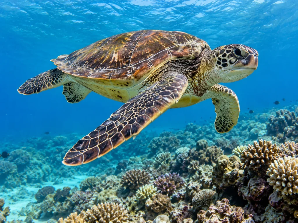 Animals with shells sea turtle